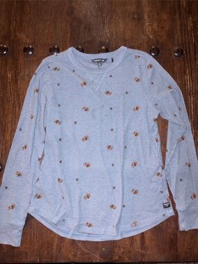 Toad&Co Light Blue Waffle Knit Crewneck with Metallic Dot Embroidery